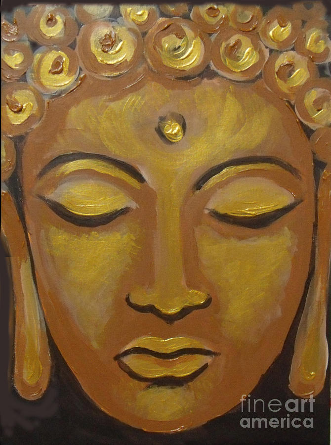 670x900 The Golden Buddha Painting By Dindin Coscolluela - Gold Buddha Painting