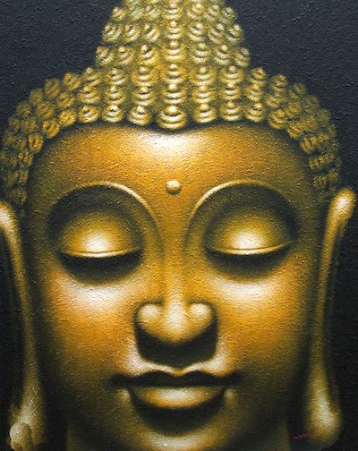 400x504 Buddha Blue Art - Gold Buddha Painting