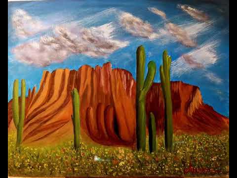480x360 Landscape Painting In Acrylic With Added Clouds Animation - Gold Canyon Painting