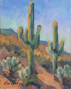 240x300 Saguaro Cactus Paintings Fine Art America - Gold Canyon Painting