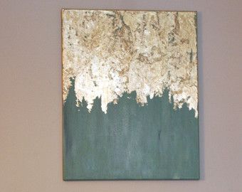 340x270 Gold Leaf Painting Modern Art Acrylic Painting Gift For Her - Gold Foil Painting