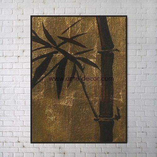 500x500 Golden Bamboo Shoot Gold Foil Canvas Painting Arte Decor Arte - Gold Foil Painting