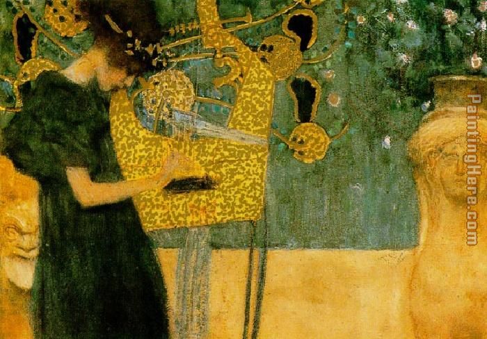 700x488 Gustav Klimt The Music (Gold Foil) Painting Anysize 50% Off - Gold Foil Painting