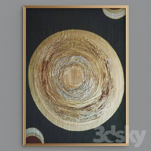 640x640 3d Models Frame - Gold Frame Black Painting