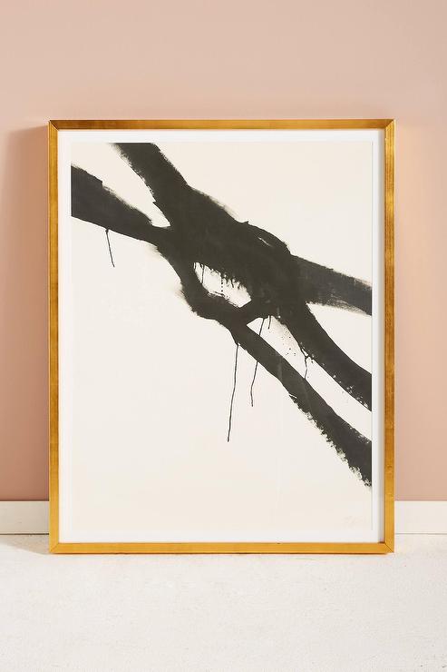 493x740 Obliquo Iii Black Lines Wall Art - Gold Frame Black Painting