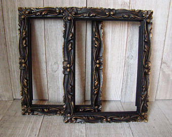 340x270 Vintage Black Frames Etsy - Gold Frame Black Painting