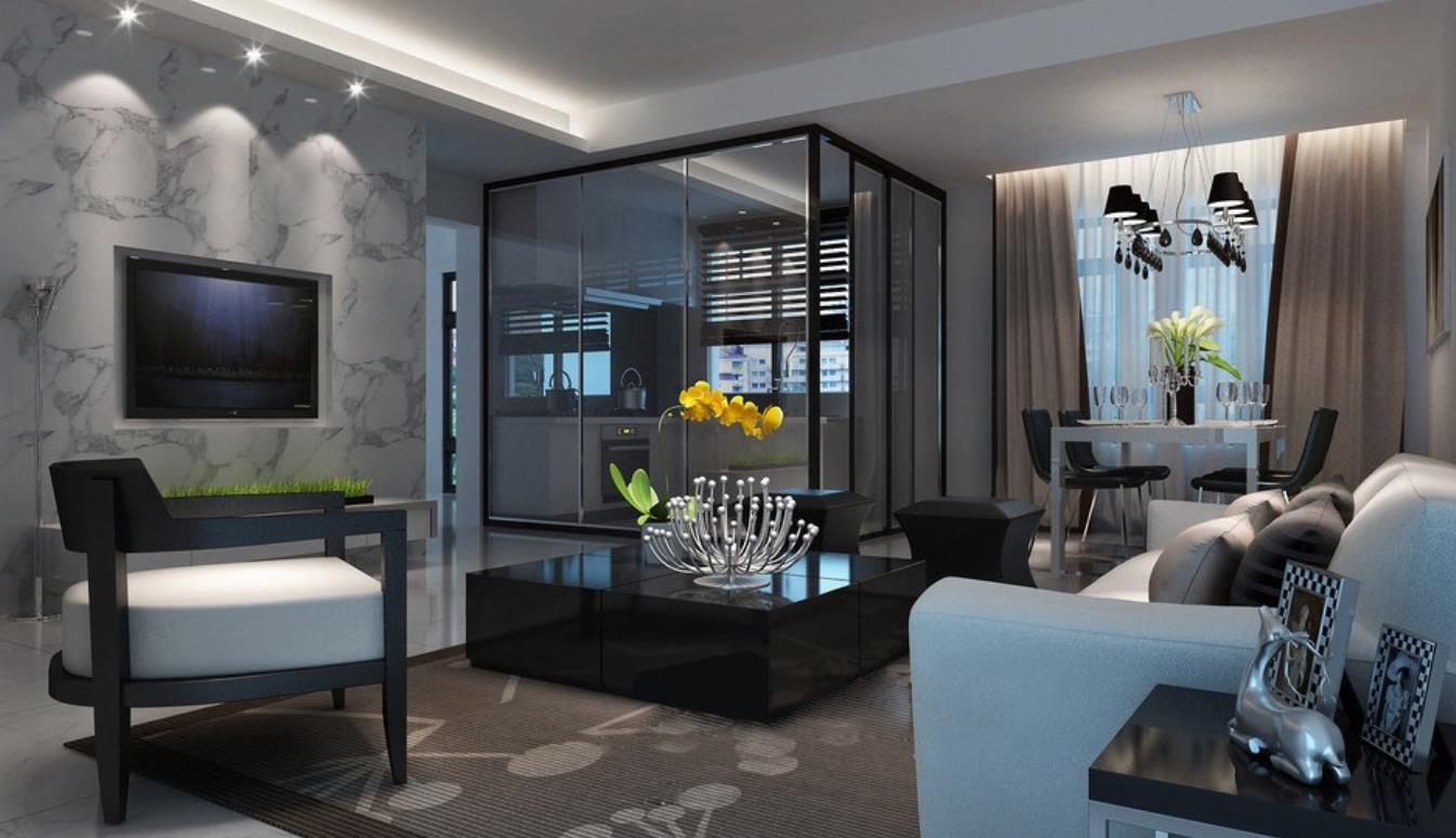 1346x775 White Seat And Stool With Wood Legs Abstract Blue And Black - Gold Frame Black Painting