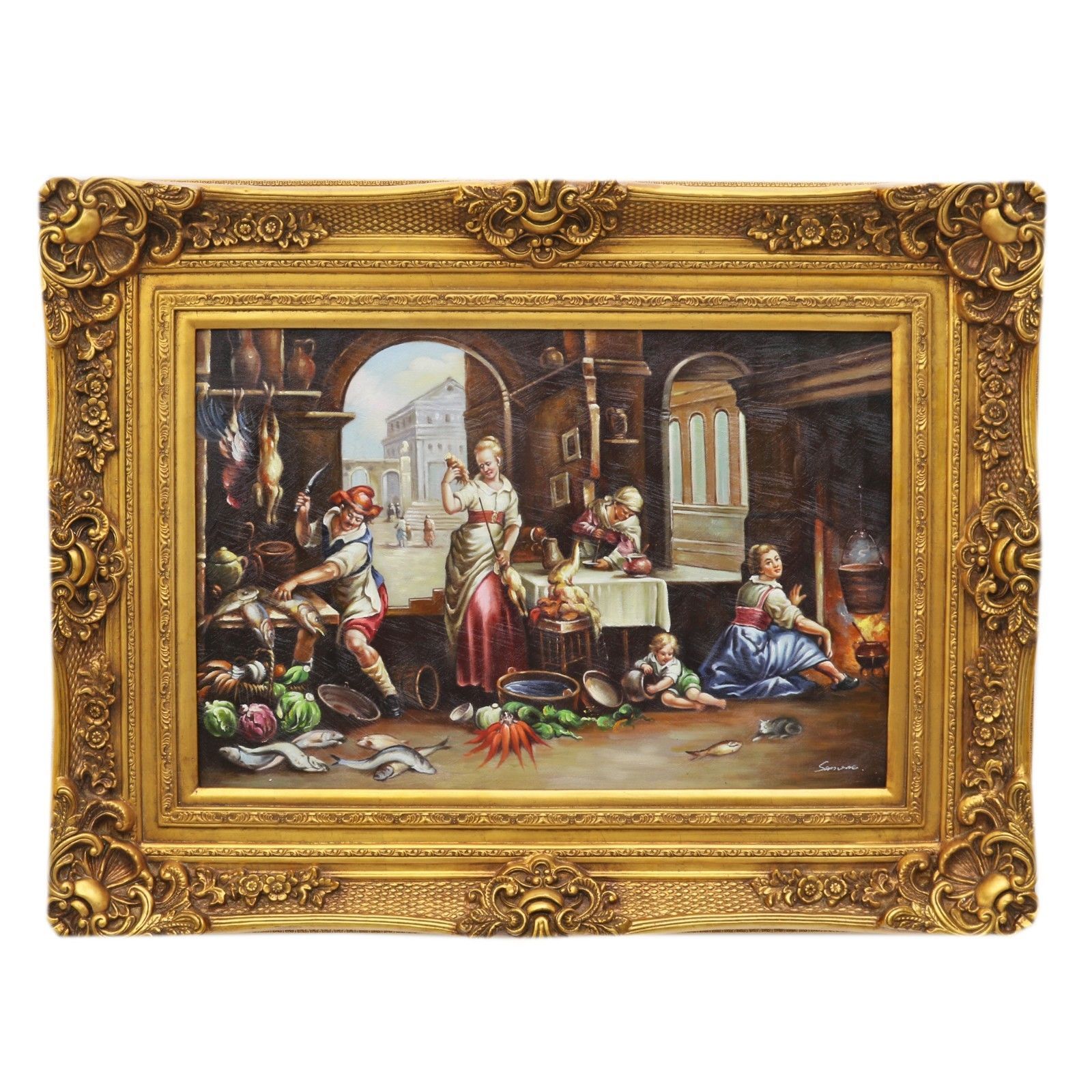1600x1600 Oil Painting On Canvas In Beautiful Gold Frame - Gold Frame Painting