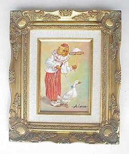 252x300 Original Artistic Art Oil Painting Wood Board Portrait Monkey Gold - Gold Frame Painting