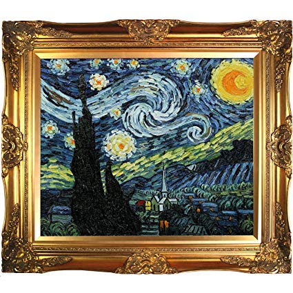 425x425 Overstockart Van Gogh Starry Night Painting - Gold Frame Painting