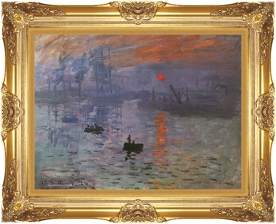 934x758 Claude Monet Impression, Sunrise 12x16 Framed Art - Gold Frame Painting