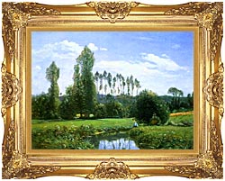 250x201 Claude Monet View From Rouelles (Monet's First Painting) Canvas - Gold Frame Painting