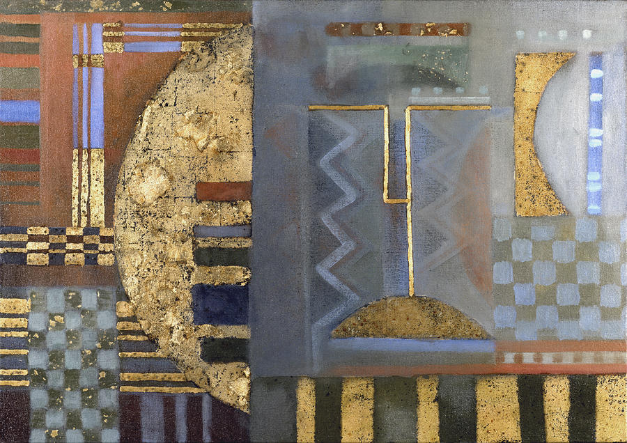 900x636 Gold Leaf Abstract Painting By Rohan Lowe - Gold Leaf Painting