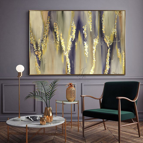 498x498 Large Abstract Oil Painting Gold Leaf Painting - Gold Leaf Painting