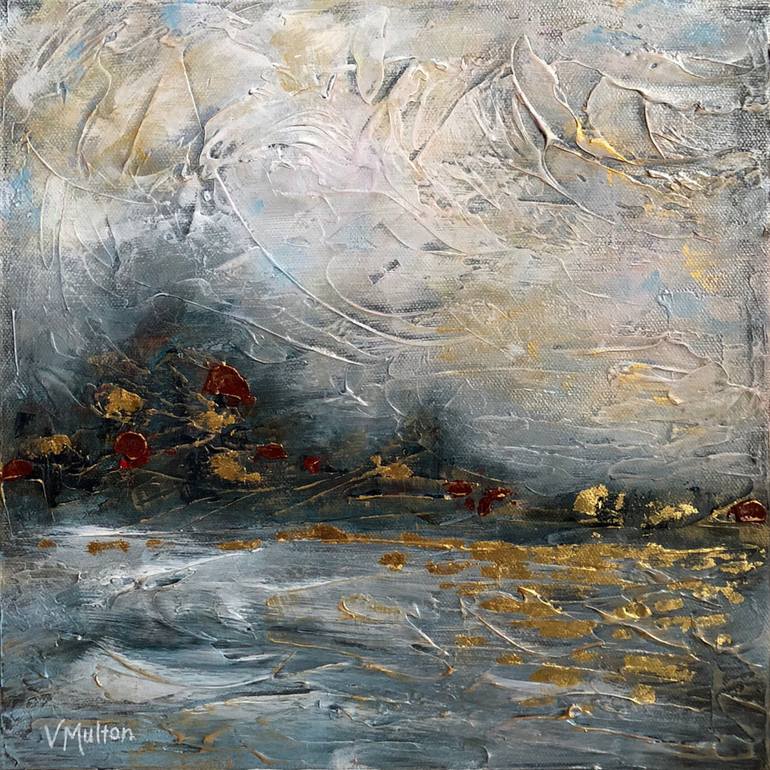 770x770 Saatchi Art Drift Away Abstract Landscape Small Gold Leaf - Gold Leaf Painting