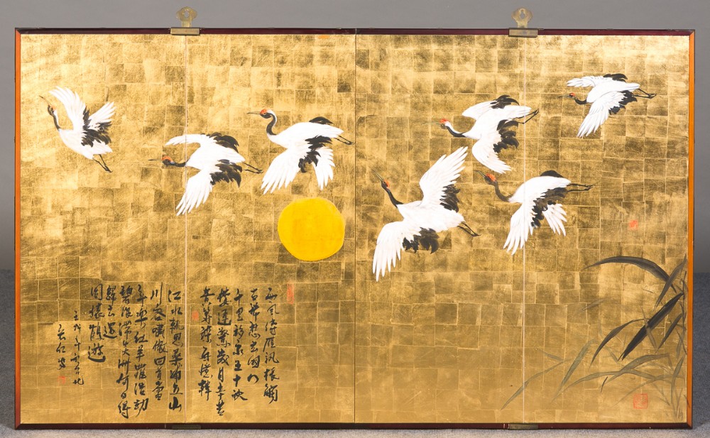 1000x617 Chinese Gold Leaf And Painted Wall Decoration 286544 - Gold Leaf Painting