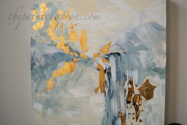 600x400 Falling Gold Abstract With Gold Leaf The Painted Apron - Gold Leaf Painting