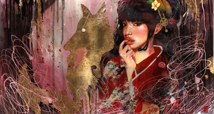 721x384 Beautiful Japanese Gold Leaf Paintings - Gold Leaf Painting Artist