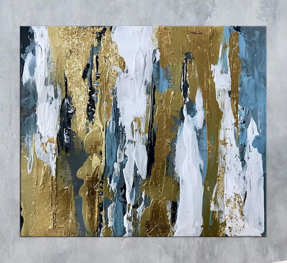 570x522 Gold Leaf Wall Art Modern Abstract Art Painting On Canvas Top - Gold Leaf Painting On Canvas