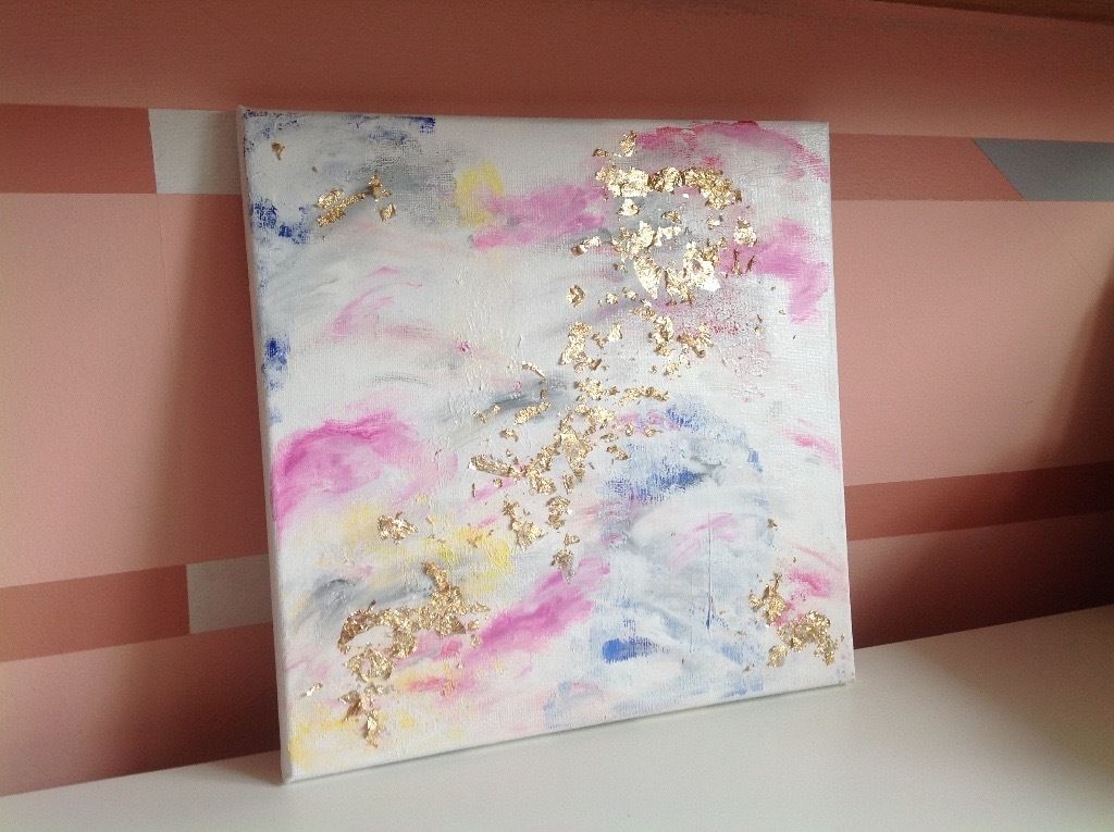 1024x765 Handmade Faux Gold Leaf Abstract Canvas Art Mixed Colour - Gold Leaf Painting On Canvas