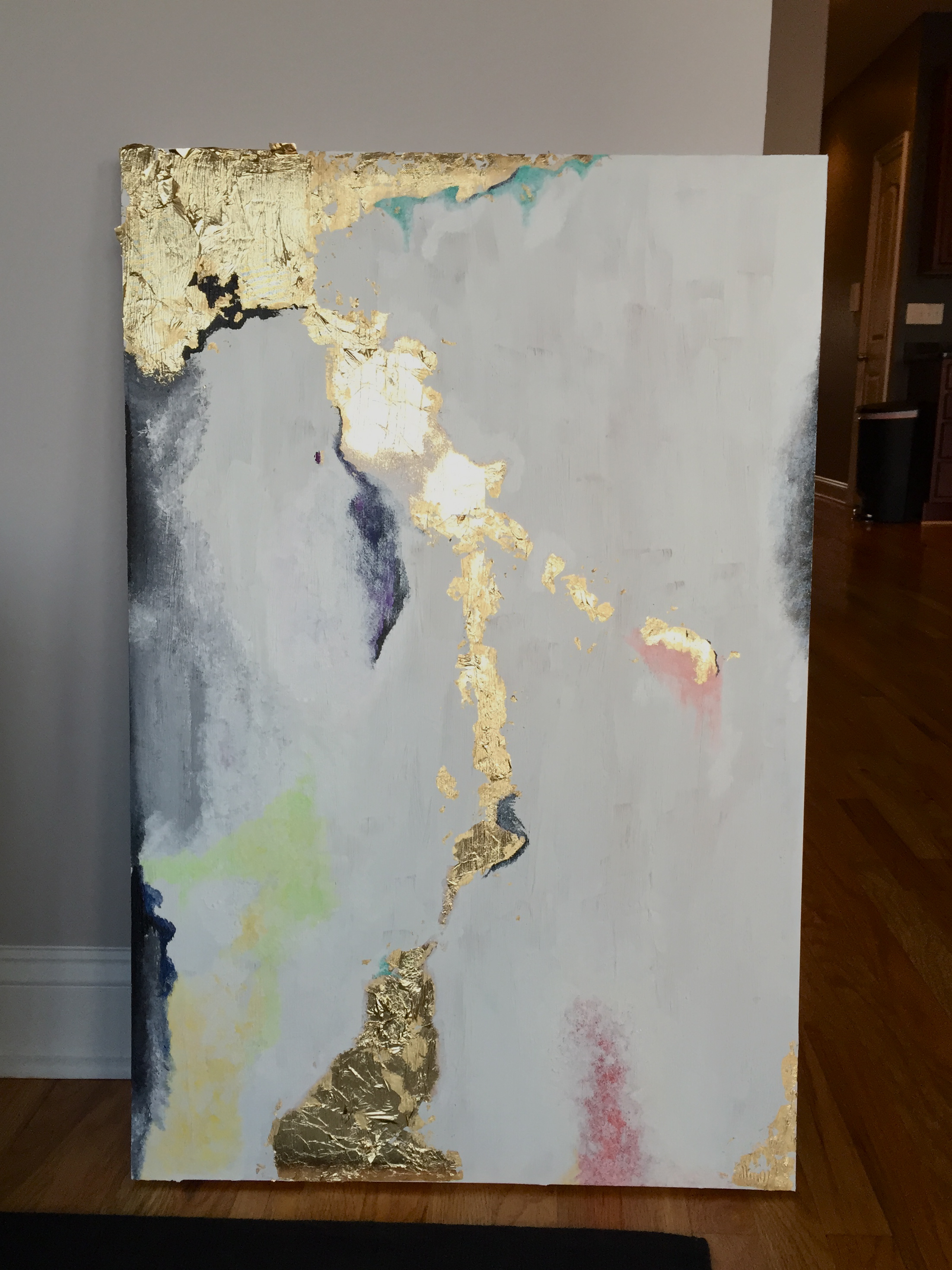 2203x2937 Luxury Gold Leaf Painting On Canva Sold Acrylic Abstract Art Large - Gold Leaf Painting On Canvas