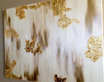 340x270 Painted Canvas With Gold Leaf Painted Canvas, Leaves And Canvases - Gold Leaf Painting On Canvas