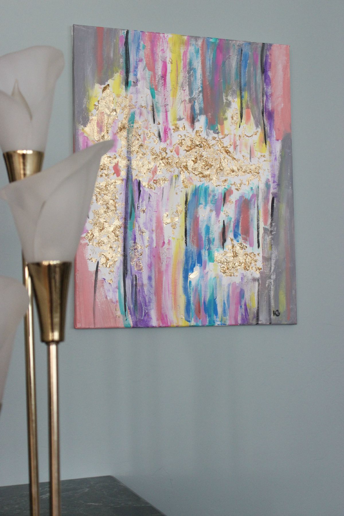 1200x1800 Painting With Acrylics And Gold Leaf - Gold Leaf Painting On Canvas