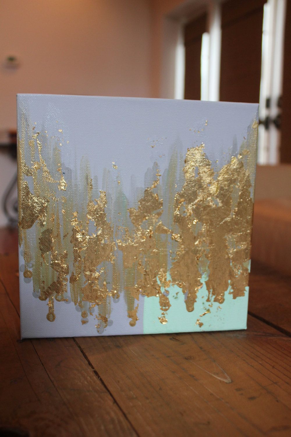1000x1500 Gold Leaf Abstract Canvas Nursery Artwork, Abstract - Gold Leaf Painting On Canvas