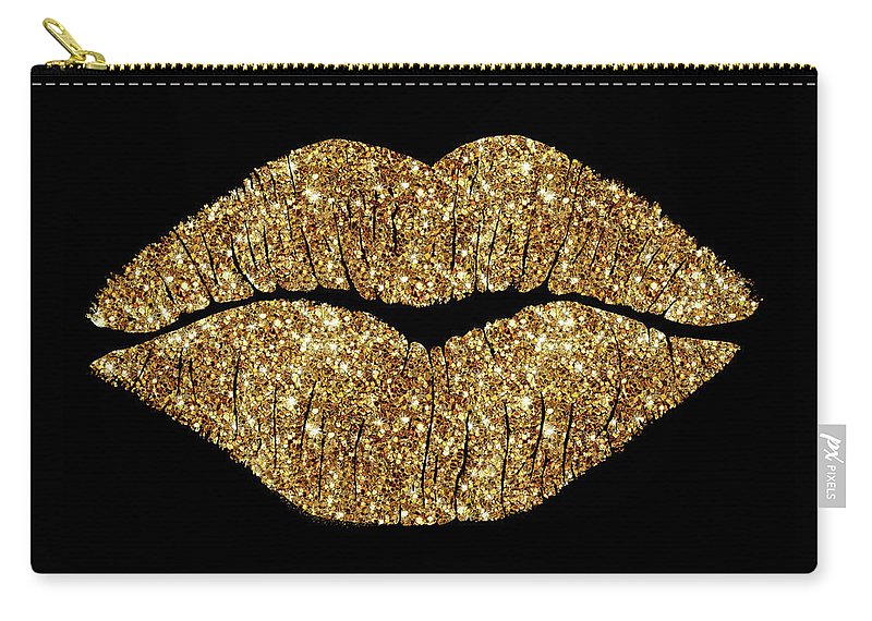 800x570 24 Karat Kiss, Gold Lips Carry All Pouch For Sale By Tina Lavoie - Gold Lips Painting