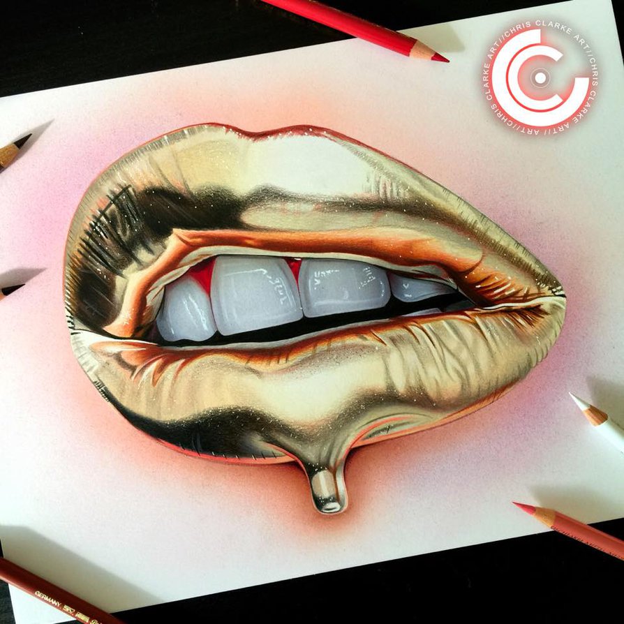 Gold Lips Painting At Paintingvalley Com Explore Collection Of