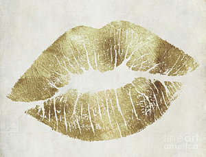 300x229 Lips Kiss Paintings Fine Art America - Gold Lips Painting