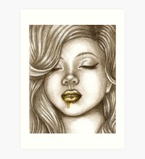 210x230 Rose Gold Lips Painting Amp Mixed Media Wall Art Redbubble - Gold Lips Painting