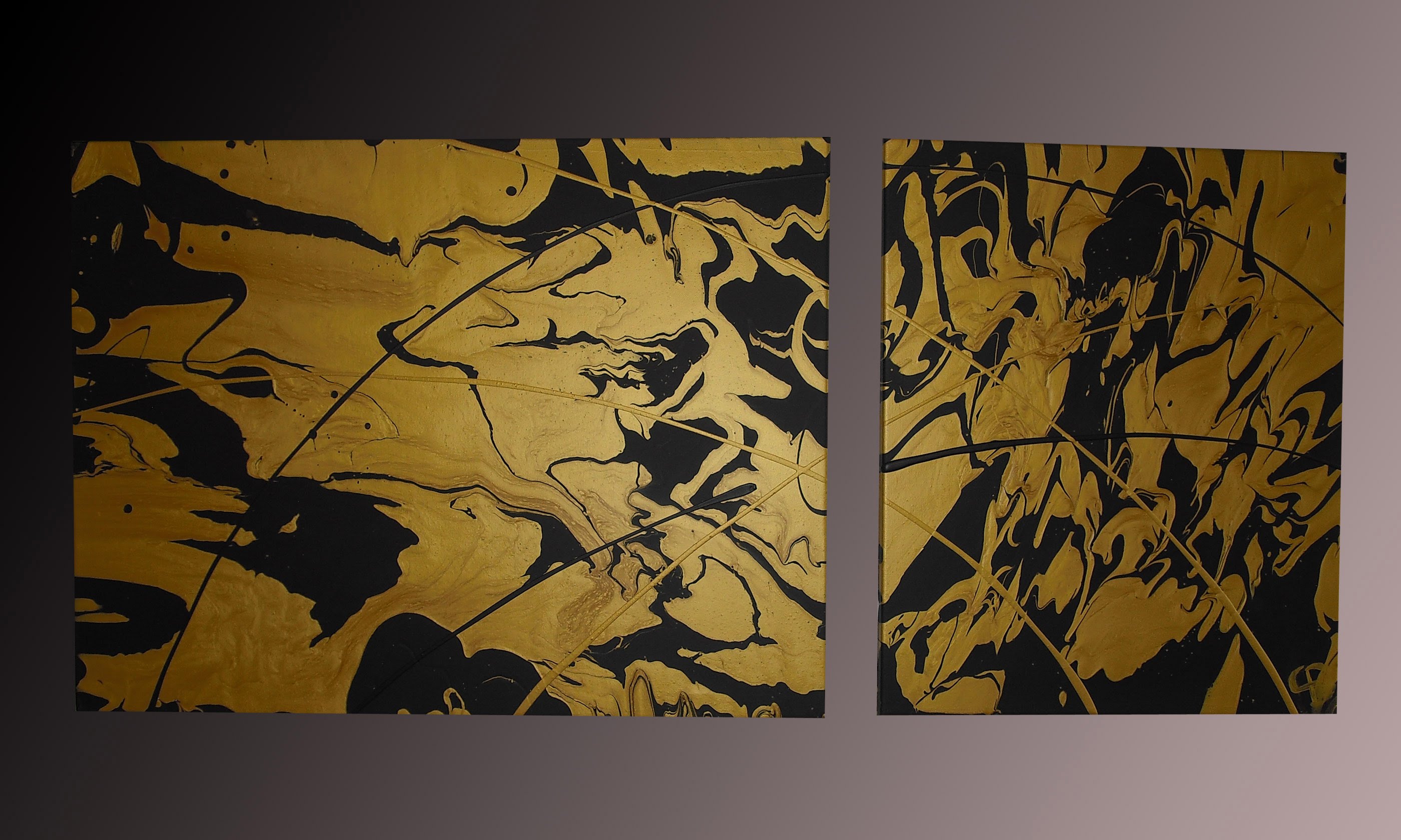 2800x1680 Pouring A Fluid Painting With Gold And Black - Gold Painting