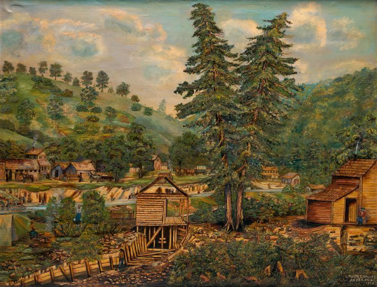 736x561 Sutters Mill Painting - Gold Rush Painting