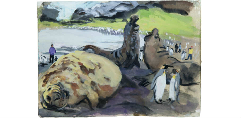 1020x500 Painting For Antarctica Wendy Sharpe And Bernard Ollis Follow - Gold Seal Painting