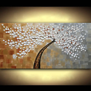 300x300 Painting White Silver Gold Tree Abstract Large Texture Modern - Gold Tree Painting