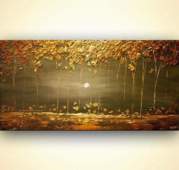 570x542 Painting On Canvas Gold Tree Landscape Abstract Palette Knife - Gold Tree Painting