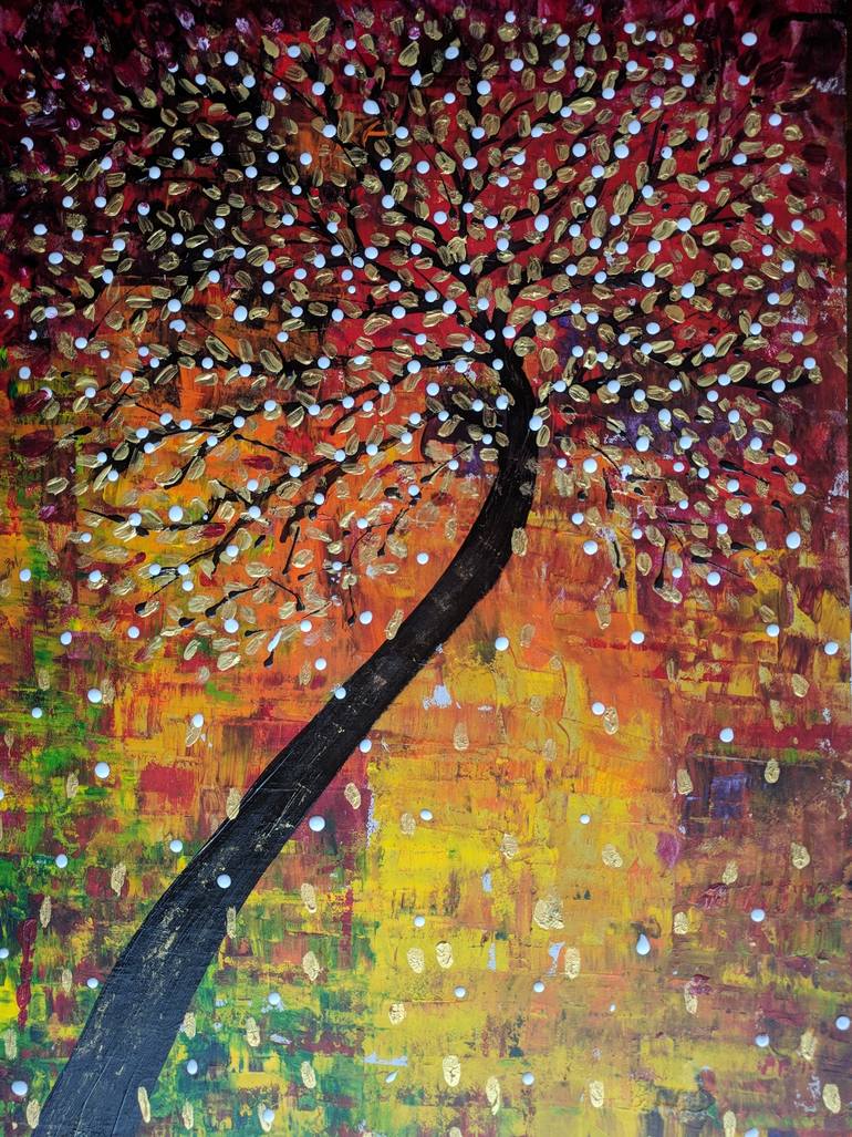 770x1027 Saatchi Art Rich Gold Tree Painting By Nalini Khattar - Gold Tree Painting