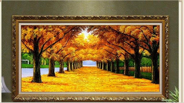 640x360 Gold Road Golden Tree Paintings Uprising Oil Painting Hang - Gold Tree Painting