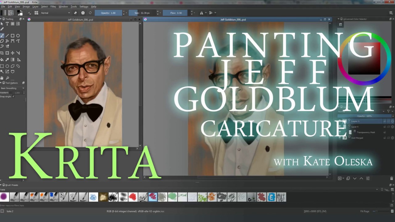 1280x720 Painting Jeff Goldblum Caricature In Krita - Goldblum Painting