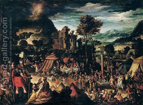 600x442 Moses Receiving Commandments And Israelites Adoring - Golden Calf Painting