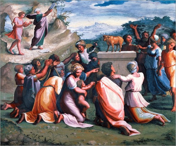 725x600 Sin Of The Golden Calf In Art - Golden Calf Painting
