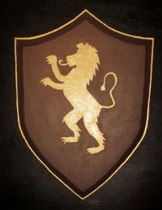 231x300 Golden Lion Crestshield Heraldry Coat Of Arms Acrylic Painting - Golden Crest Painting