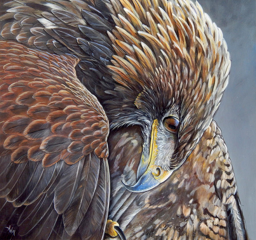 900x843 Golden Eagle Painting By Arie Van Der Wijst - Golden Eagle Painting