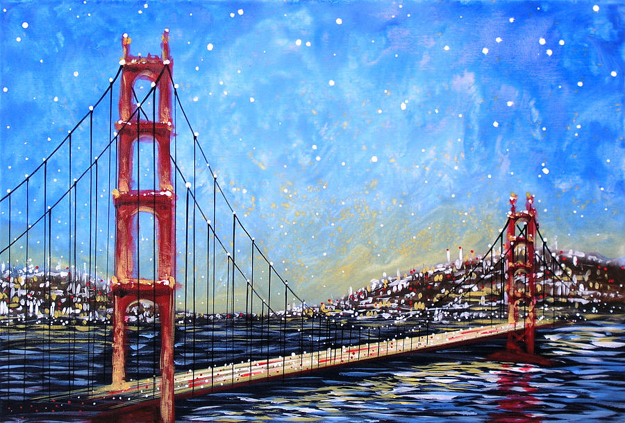 900x610 Golden Gate Bridge Painting By Amy Giacomelli - Golden Gate Bridge Acrylic Painting