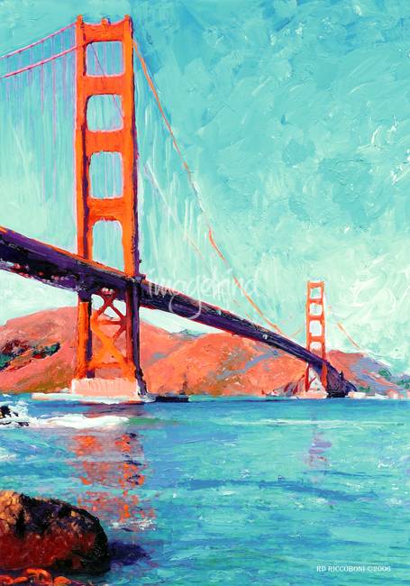 455x650 Golden Gate Bridge San Francisco By Riccoboni By Rd Riccoboni - Golden Gate Bridge Acrylic Painting