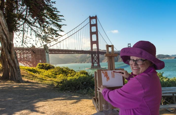 714x470 Monet For The Day Golden Gate Bridge Open Air Acrylic Painting - Golden Gate Bridge Acrylic Painting