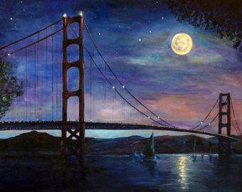 340x270 Sailboat - Golden Gate Bridge Acrylic Painting