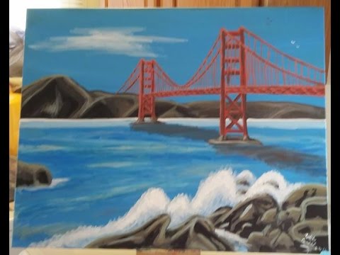 480x360 Speed Painting - Golden Gate Bridge Acrylic Painting