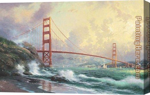 522x330 Thomas Kinkade Golden Gate Bridge San Francisco Stretched Canvas - Golden Gate Bridge Canvas Painting